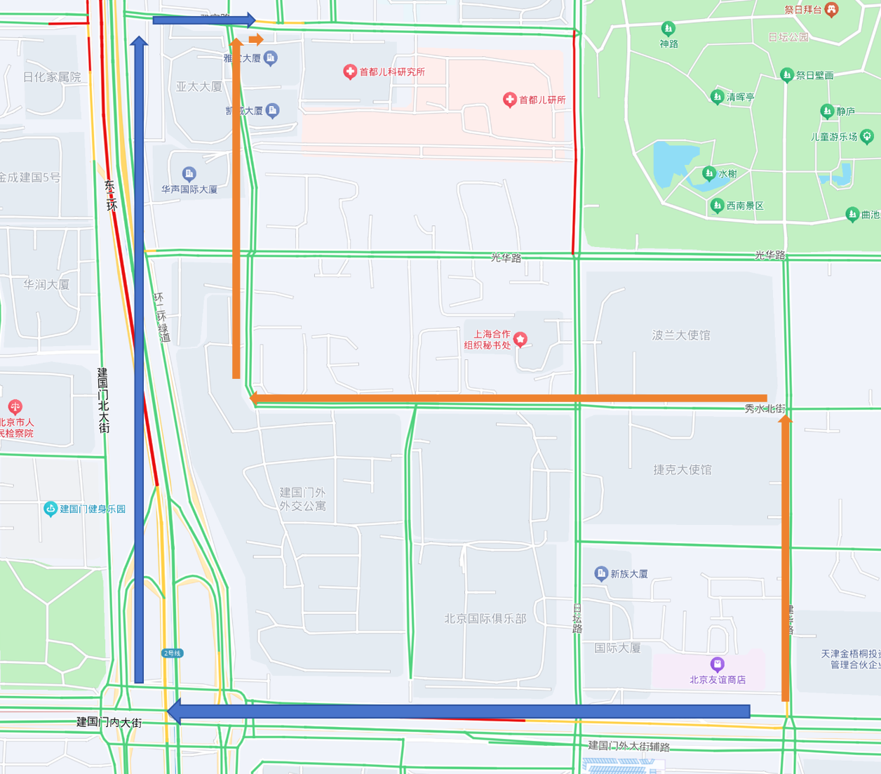 北京某区域某时刻的路况信息